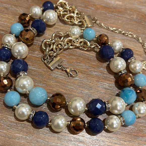 Bill Blass Double Strand Blue Beaded / Pearl Necklace - Picture 8 of 11